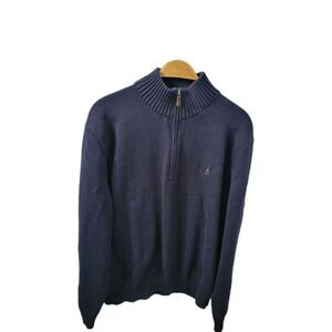 polo ralph lauren mens 1/4 zip Blue Cotton Pullover Sweater Size XXL